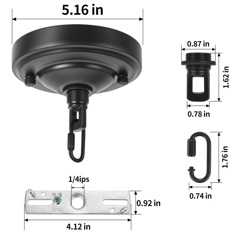 haultop 5.12 Inch Light Canopy Kit, Iron Ceiling Canopy Kit