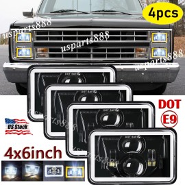 uspart- 4pcs Fit Chevy C10 Pickup Truck 1980-1986 4x6"in LED Headlights Hi/Lo Beam w/DRL