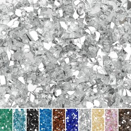 Skyflame 10-Pound Fire Glass for Fireplace Fire Pit and Landscaping, Platinum Reflective, 1/2-Inch