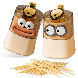 Three Pcs Toothpick Dispenser&1000 Count Bamboo Toothpicks,Pop-Up Automatic Toothpick Holder Dispensers With 1,000 Toothpicks For Kitchen Restaurant Sturdy Safe Container Cute Toothpick Holder