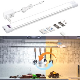 WOBANE Under-Unit Light Kitchen LED Dimmable, 5 Light Colours, Bright LED Light Strip with Non-Contact Sensor, LED Kitchen Lighting Under-Unit, Base Cabinet Lighting for Shelves, Workbench, 30 cm
