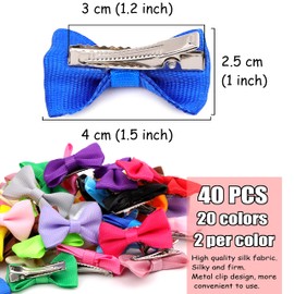 Petbuy 40PCS Christmas Dog Bows Cute Puppy Dog Small Bowknot Hair Bows with Clips Bands Small Hairs Bowknot Pet Hair Accessories Pet Grooming Accessories for Party Christmas Birthday