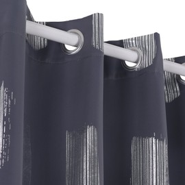 Deconovo Oblong Pattern Foil Printed Thermal Insulated Panels Blackout Curtains Grommet Window Curtains for Girls 52W x 84L 1 Pair Dark Grey