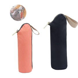 WJUAN Bottle Cooler Bag, Pack of 2, Oxford Fabric, Orange and Black, Bottle Insulated Bag, Lightweight and Practical, Insulated Bag Bottle, Suitable for Milk Bottles, Water Bottles and Drinks