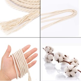 Macrame Cord 5mm x 164yd | 100% Natual Cotton Macrame Rope | 3 Strand Twisted Cotton Cord for Handmade Plant Hanger Wall Hanging Craft Making