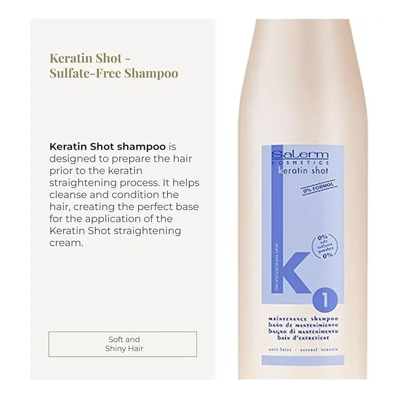 Shampoo Alisado Semi Permanenente Salerm Keratin Shot 500 Ml