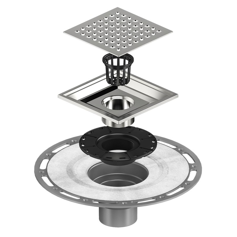 Neodrain 6 in Brushed Square Shower Drain Brushed 304 Stainless
