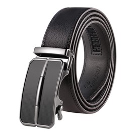 Lavemi Men's Real Leather Ratchet Dress Casual Belt, Cut to Exact Fit,Elegant Gift Box(1301 Black 44“)