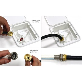 Winterize RV, Motorhome, Camper, Sprinkler, Faucets, Outdoor Plumbing: Air Compressor Quick-Connect Plug to Male Garden Hose Faucet Blowout with Female-to-Female Adapter, 14" Long, Lead-Free