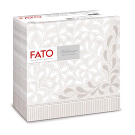 Fato - Trockene Papierservietten, Airlaid, Textileffekt, Packung mit 50 Servietten, Format 40x40 gefaltet in 4, Dekor Botanic Dust