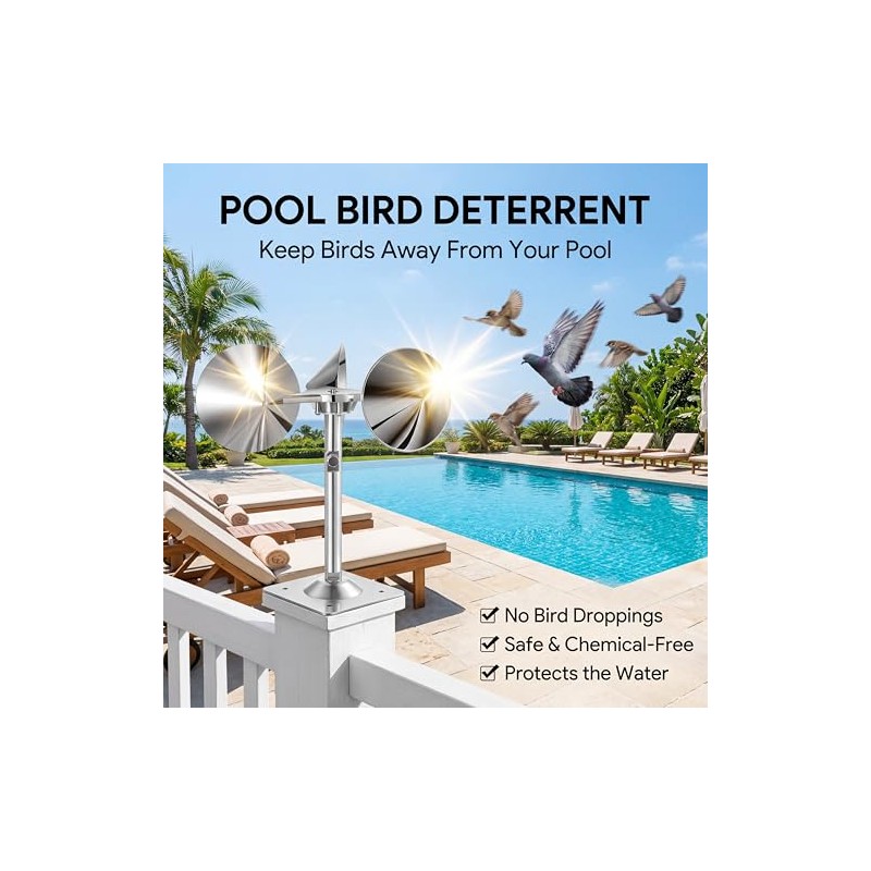 3 Pack Reflective Spinning Bird Deterrent, Wind Powered Aluminum Bird