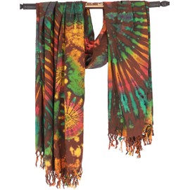 GURU SHOP Batik Sarong, Wall Hanging, Beach Towel, Wrap Skirt, Design Sarong Dress, Men/Women, Green, Synthetic, Size: One Size, brown