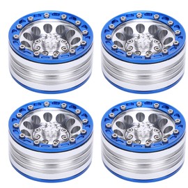 4pcs Universal Metal Wheel Hub RC Car Accessories Fit for 1/10 RC Crawler 1.9 Inch(Blue Silver )