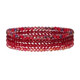 Noessla Beaded Boho Stretch Bracelet Colorful Stackable Crystal Beads Bracelets Trendy Costume Jewelry Mothers Day Gifts for Women (Red)