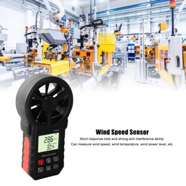 Handheld Anemometer, Digital Wind Speed CFM Meter Gauge with LCD Display, Air Meter for Measuring Wind Speed Temperature and Wind Chill, with Backlight and Maximum/Min
