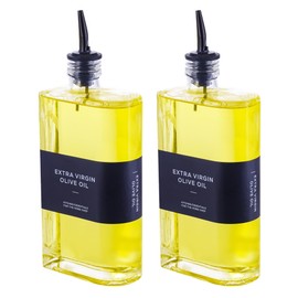 GazeGlyd Olive Oil Dispenser for Kitchen,Sauce Dispenser Bottles with Stainless Steel Pourers, 500ml/17oz, 2 Pcs, Black