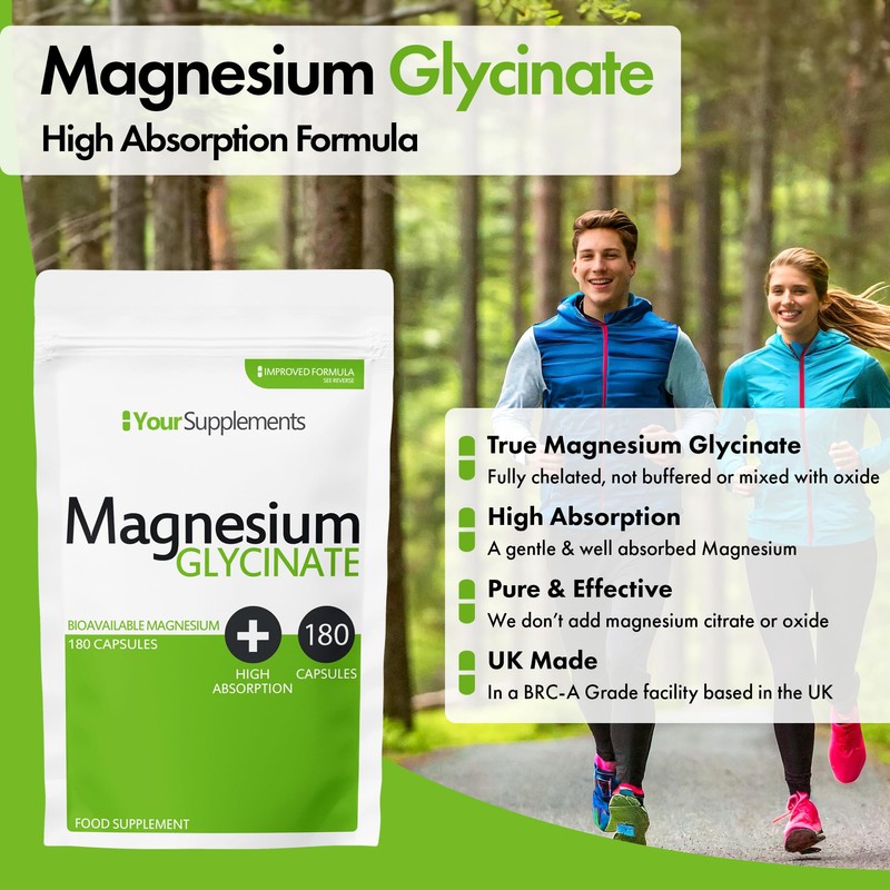 Magnesium Glycinate Supplements | 180 Capsules | True Fully Chelated
