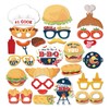 25 Pc Burger BBQ Photo Booth Props, Burger Themed Decoration