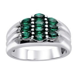 Orchid Jewelry 925 Sterling Silver Cocktail Rings For Women - Delightful 2 Carats Green Emerald Gemestone