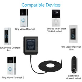 18V 500mA Doorbell Adapter, Video Doorbell Charger Cord Compatible with Ring Video Doorbell Pro/2, Zmodo Doorbell, Nest Hello Doorbell Transformer, HLT Doorbell, Ecobee,Sensi Doorbell Transformer