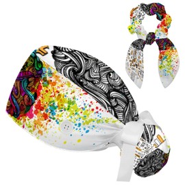 Brain with Knowledge Scrub Cap, Adjustable Tie Back Hat, One Size Working Head Cover for Women Long Hair for Woman Men
