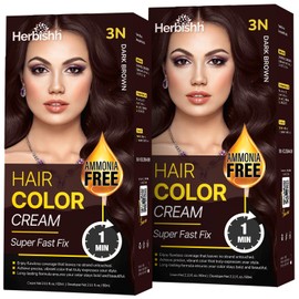 Rapid Infusion Hair Color Cream, Permanent Hair Dye in One Minute with Comb Applicator Pack of 2, Dark Brown