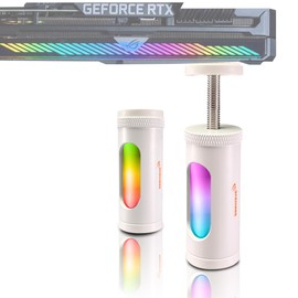 AURAWAVE GPU Support Bracket, Graphics Card Brace Support, Anti-Sag Video Card Holder, Adjustable Height GPU Bracket with Magnet Base, 5V 3PIN ARGB GPU Support Brace, Video Card Stand (White)