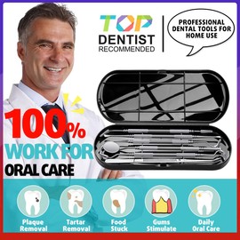 Antonki Antonki 6 Pack Dental Tools, Plaque Remover for Teeth Cleaning Dental Pick Hygiene Kit, Stainless Steel Professional Tooth Scraper Tartar Removal Cleaner for Home Use - with Case