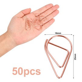 Paper Clips, 50 Pieces Durable Letter Clips, Water Drop Shape Paper Clips, Small Paper Clips, Heart Metal for Photo Paper Book Memo Card Poster and Letterhead Invitations 1.6 x 2.5 cm (Gold)