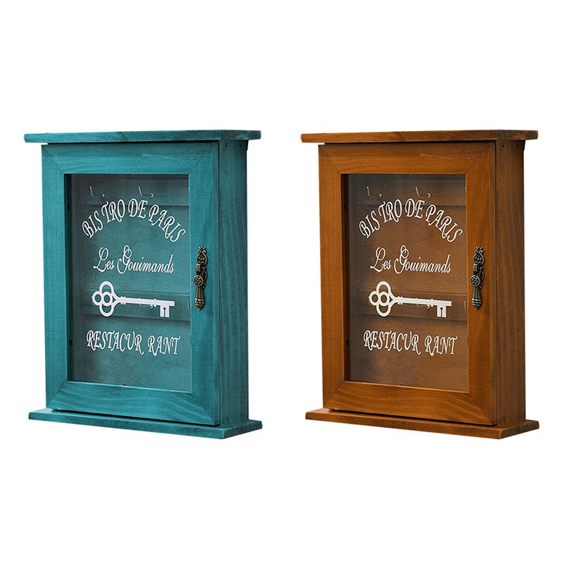 Key Organizer Wooden Key Cabinet Wall Box Beautiful Durable Retro