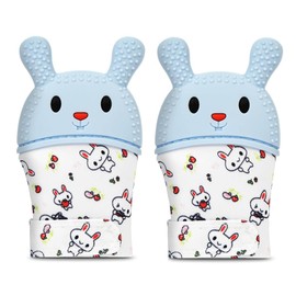 OUDQFCJ Baby Beißhandschuhe mit Beißring Spielzeug, Weicher Beissring Baby, BPA Frei, Beruhigt wundes Zahnfleisch, Handschuhe Beißring Spielzeug für 0-6 Monate Baby