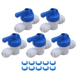 BQLZR 5pcs Equal Straight OD Tube Ball Valve Leak Free Shutoffs Quick Connect Fitting 1/4" RO Water System,Used as Endpoints for Water and Fluid Dispensation
