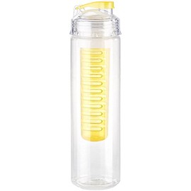 Rosenstein & Söhne Drinking Bottle with Insert: Drinking Bottle, Water Bottle with Fruit Container, Tritan, BPA-Free, Yellow (Water Bottle with Aroma Insert, Drinking Bottle with Fruit Insert)