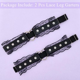 Avxzbef 2 Pcs Black Garter Lace Thigh Garters for Women Adjustable Leg Garter with Heart Design for Halloween Cosplay Special Occasions