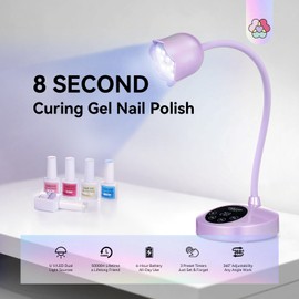 SAVILAND Advanced 8S Fast Curing Nail Lamp: Smart Sensing 360° Gooseneck U V Lamp for Gel Nails 30W LED Nail Lamp with 3 Timers & Auto Sensor Gel Nail Lamp for Salon DIY Use (Mermaid Pinkish purple)