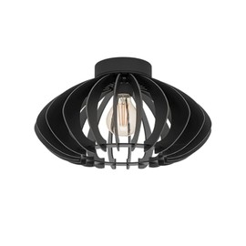 Eglo Ceiling lamp Cossano 3, Vintage Ceiling Light Fitting, Retro Ceiling spot Made of Metal and Wood in Black, Living Room Lighting with E27 Socket, Ø 38 cm