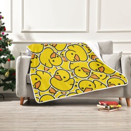 Cute Rubber Yellow Ducky Cartoon Throw Blanket for Kids Adults Fleece Blanket Super Soft Lightweight Velvet Fuzzy Warm Home Decor for Sofa Bed Living Rooms Couch Chair 60"X50"