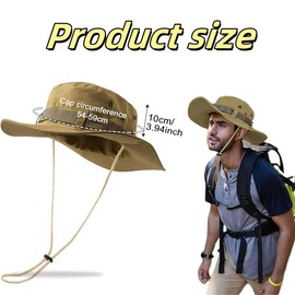 SDXCJY Men & Women's Adjustable Buckle Safari Sun Hat, Jungle Style, Perfect for Fishing, Hiking & Outdoor Activities. UV-Protected and Foldable. (UK, Alpha, One Size, L, Khaki)