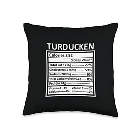Nutritional Facts Labels Thanksgiving Gifts Store Thanksgiving Christmas Funny Turducken Nutrition Facts Throw Pillow, 16x16, Multicolor