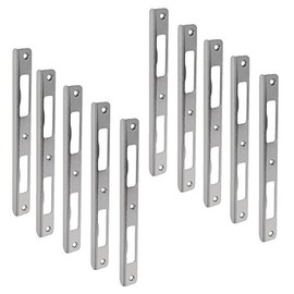 Gedotec Angle strike plate with narrow blind flap for room doors, renovation for wooden frames and for rebated doors, strike plate, stainless steel look, pack of 10 - door hinge for door locks