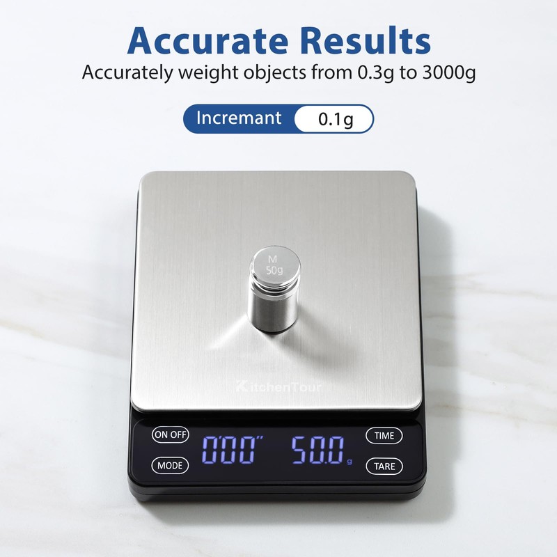 KitchenTour Digital Kitchen Scale EG5001 (3000g with Timer)