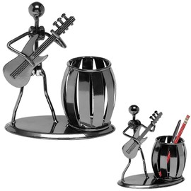 Cisixin Desktop Accessories Multi-Purpose Metal Guitar Pencil Holder