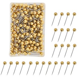 Pack of 400 Golden Push Pins with Large Head (4 x 15 mm) Pins for Bulletin Board, Cork Pin Board, Card and Marking - Decorative Pins for Office, School and Home