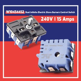 W10434452 Electric Range Dual Infinite Control Switch MDPA-W171-WPM, MDPA-W171-UNM Replacement for Whirl-pool Cooking Stove Surface Elements Replace WPW10434452 2118918 PS11754687