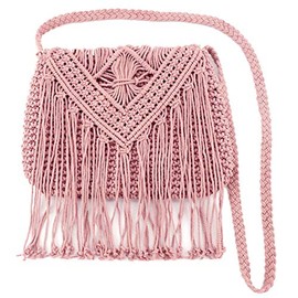 AiSi Millya Fringe Tassel Crossbody Shoulder Bag Straw Woven Handmade Boho Beach Travel Handbag for Women