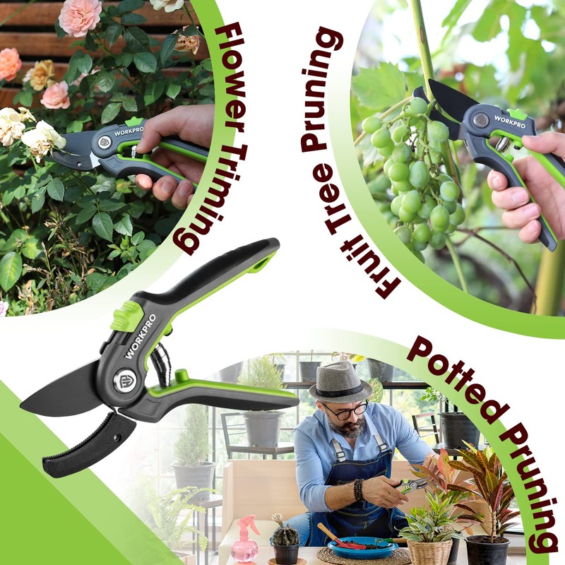 WORKPRO Anvil Pruning Shears, 8’’ Professional Gardening Hand Pruner with