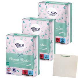 Elkos Women's Sanitary Pads Pack of 3 (3 x 20 Pieces) + usy Block