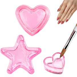 2PCS Nail Dampen Dish Cup for Nail Art Heart Shaped and Star Shaped Glass Crystal Acrylic Nail Cup Nail Supplies