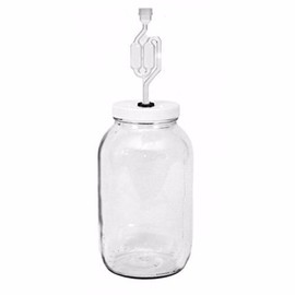FastRack 4X-QAD4-R06S One gal Wide Mouth Jar with Lid and Twin Bubble Airlock, Clear