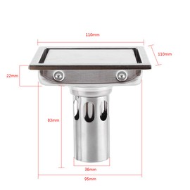 steel square shower drain wet room drain steel square shower drain floor drain Floor Drain Square Bathroom Shower Tile Insert Strainer 304 Stainless Steel 11X 11 cm for Kitchen Washroom Hotel Copper B